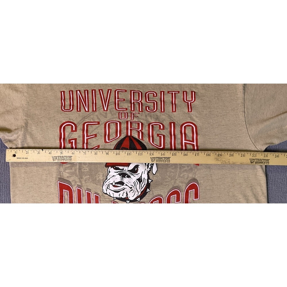 Vintage 90s University Of Georgia Bulldogs Men's Starter Beige T-Shirt - Picture 8 of 12